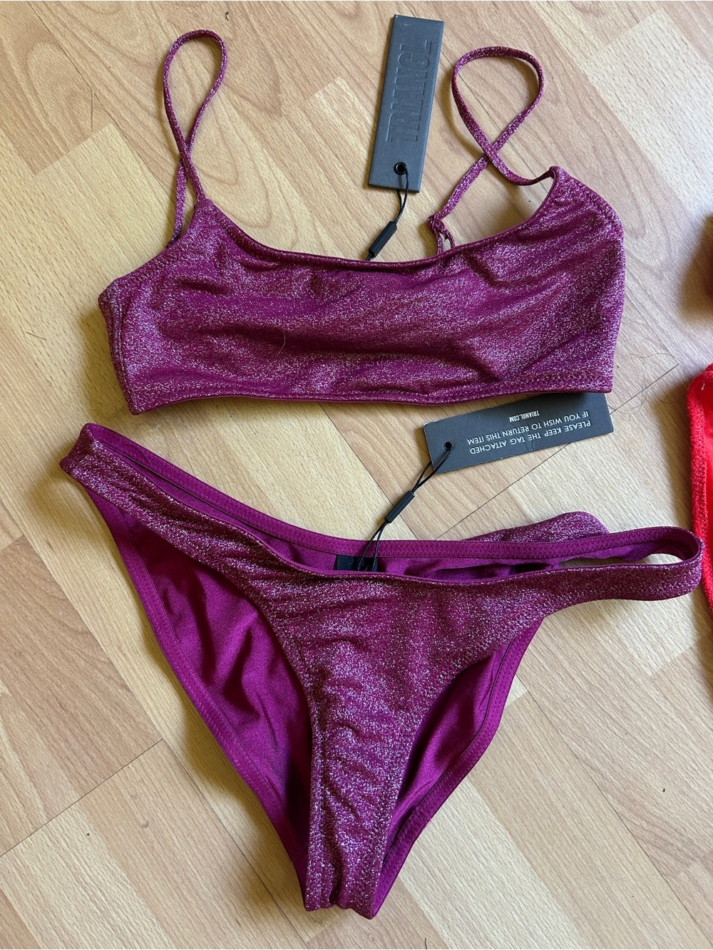 NWT TRIANGL grape sparkle two piece bikini Set